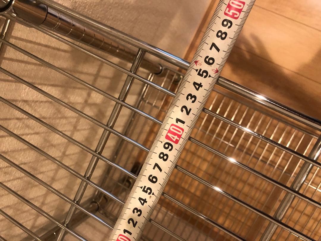 ④スチールラック 5段 シルバー 約220cm キャスター付き