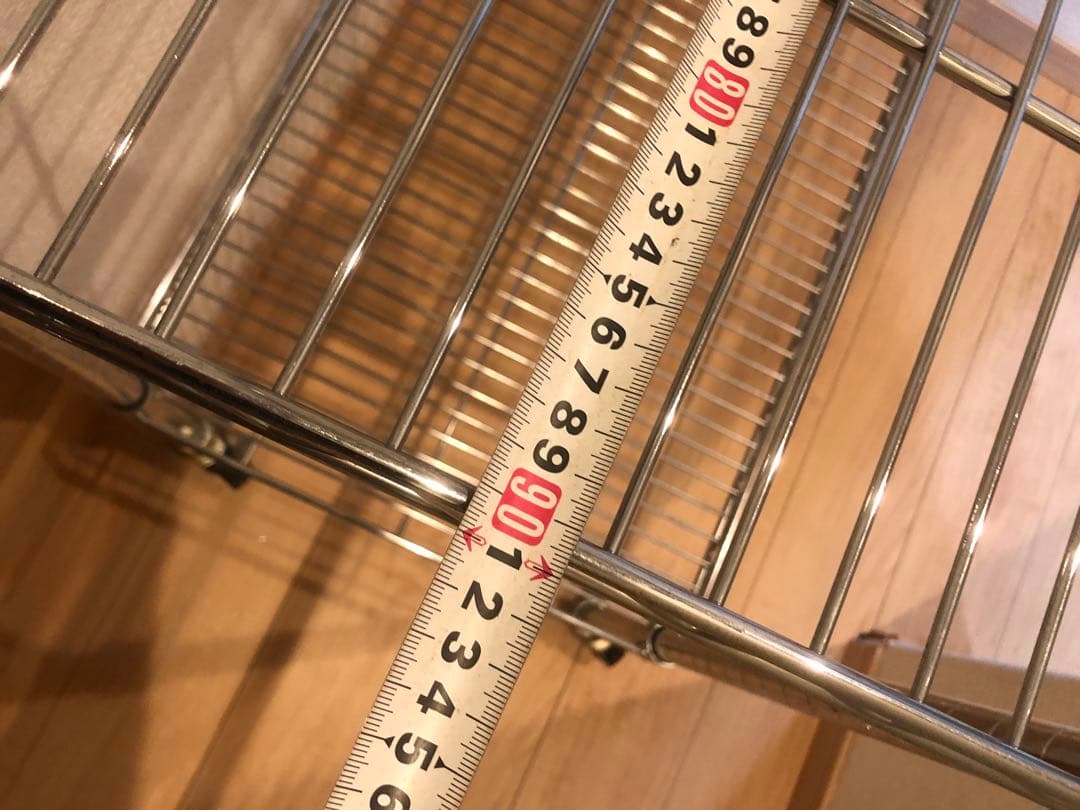 ④スチールラック 5段 シルバー 約220cm キャスター付き