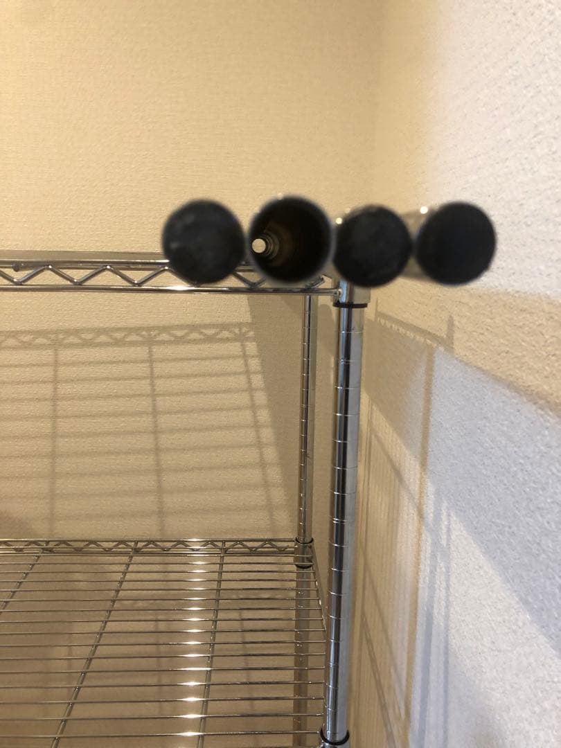 ④スチールラック 5段 シルバー 約220cm キャスター付き