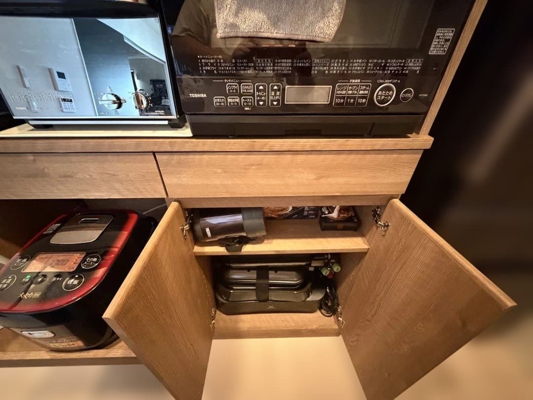 木目調 食器棚 コンパクト