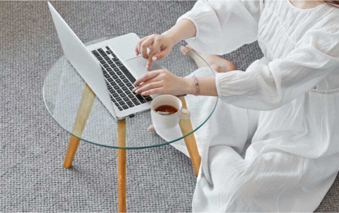 ラウンドテーブル／サイドテーブル／センターテーブル／ミニテーブル　ガラス製