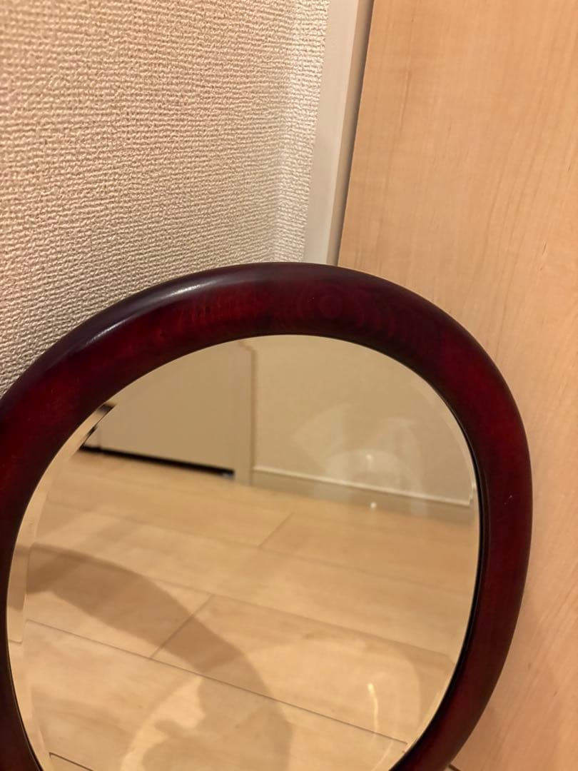 【美品】オールドカリモク karimoku オーバル ウォールミラー A6095