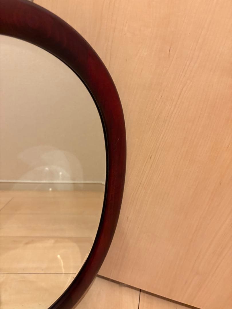 【美品】オールドカリモク karimoku オーバル ウォールミラー A6095