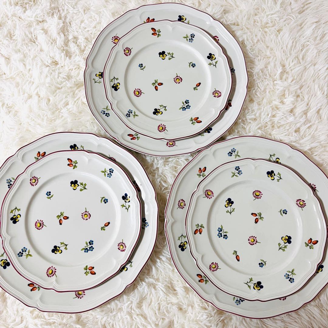 【美品】Villeroy & Boch プチフルール　皿　大・中6枚セット　廃盤