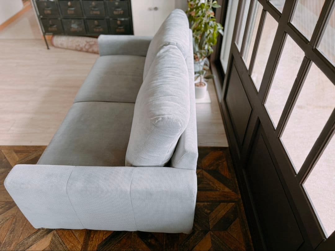 グレー コーデュロイ 2.5人掛けソファ ニトリ