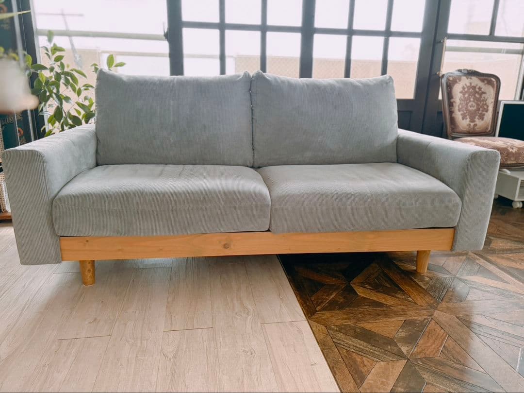 グレー コーデュロイ 2.5人掛けソファ ニトリ