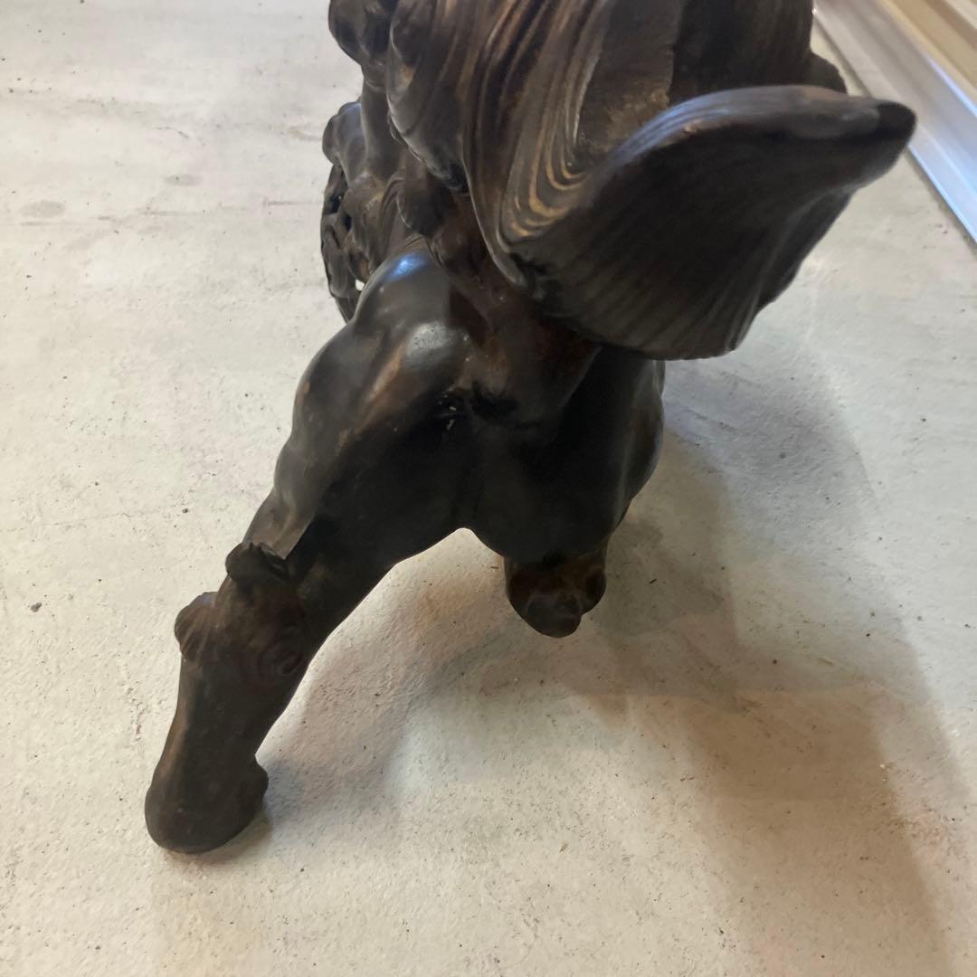昭和レトロ 大型 鉄製 金属工芸 玉乗り獅子 玉獅子 鋳物 狛犬 置物 オブジェ