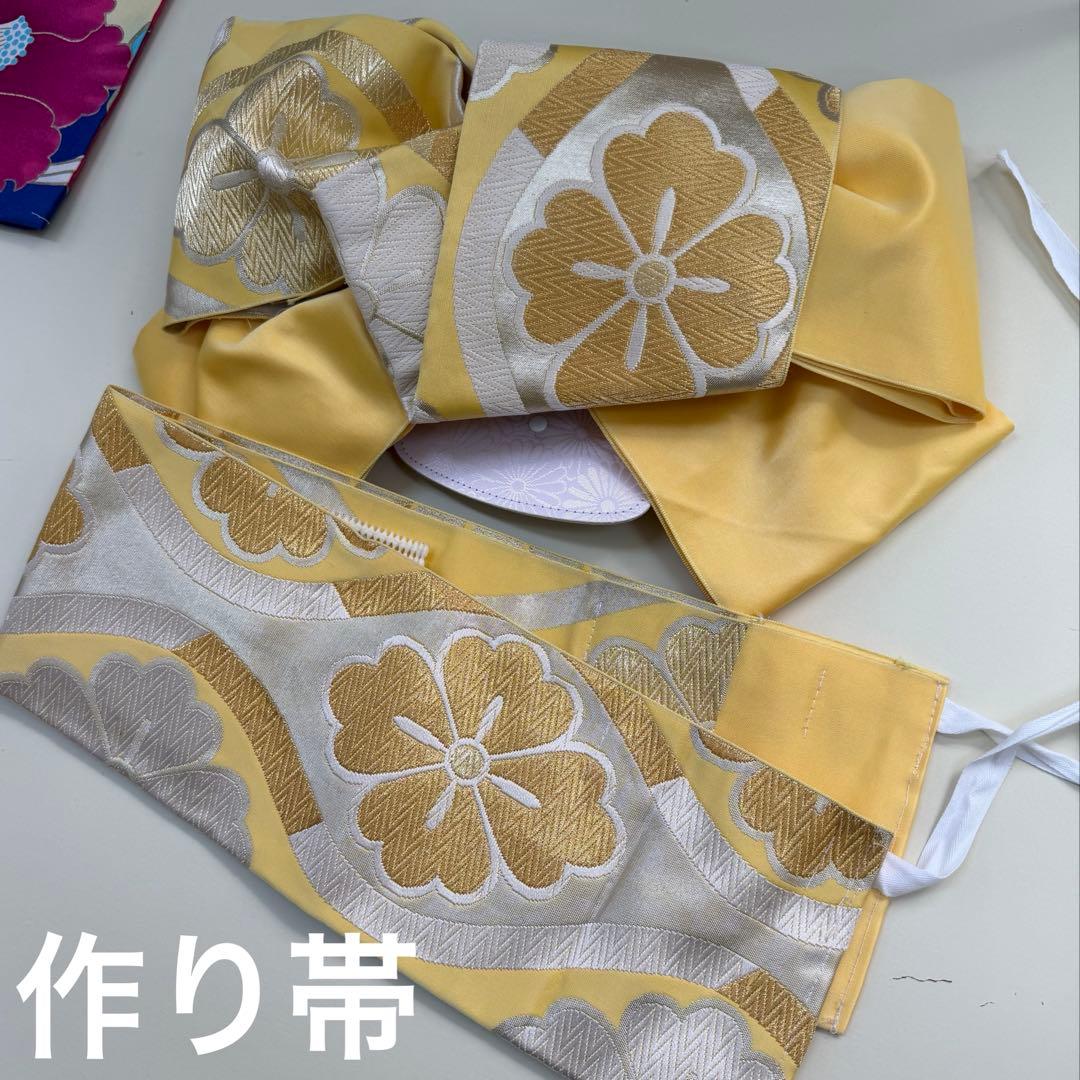 【10〜13歳向け】ジュニア振袖セット＊レトロポップ 花柄 × 黄色帯