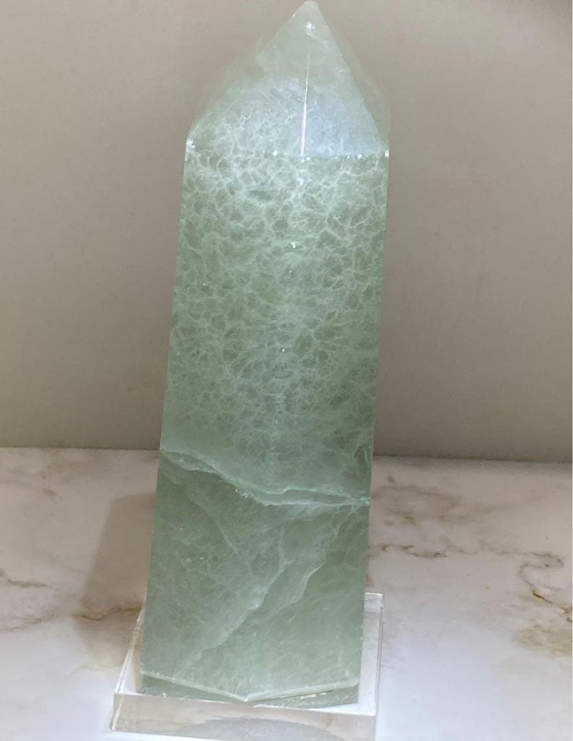 バイカラー✿*:・　虹入り✨ フローライト　蛍石　オベリスク　置物