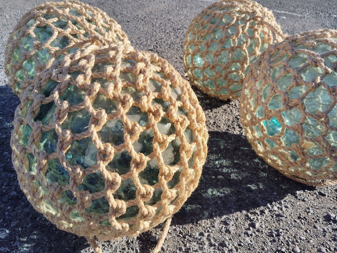 浮き玉ガラス製インテリア装飾 4個セット約28cm