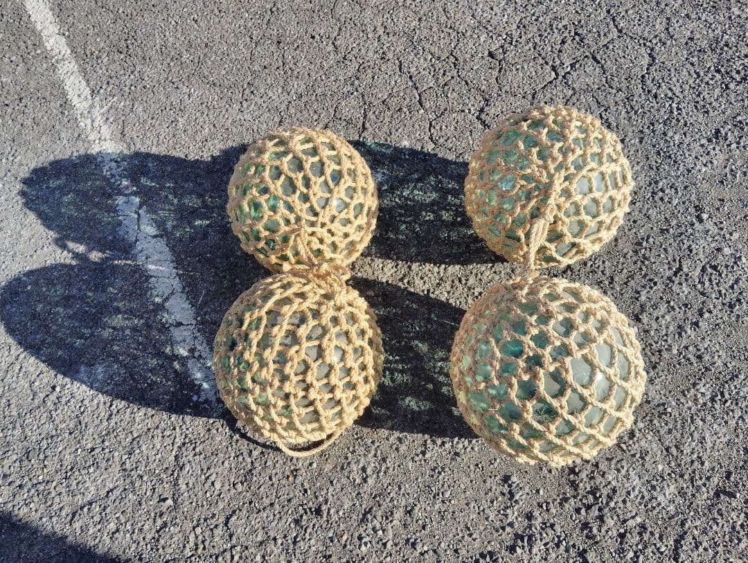 浮き玉ガラス製インテリア装飾 4個セット約28cm