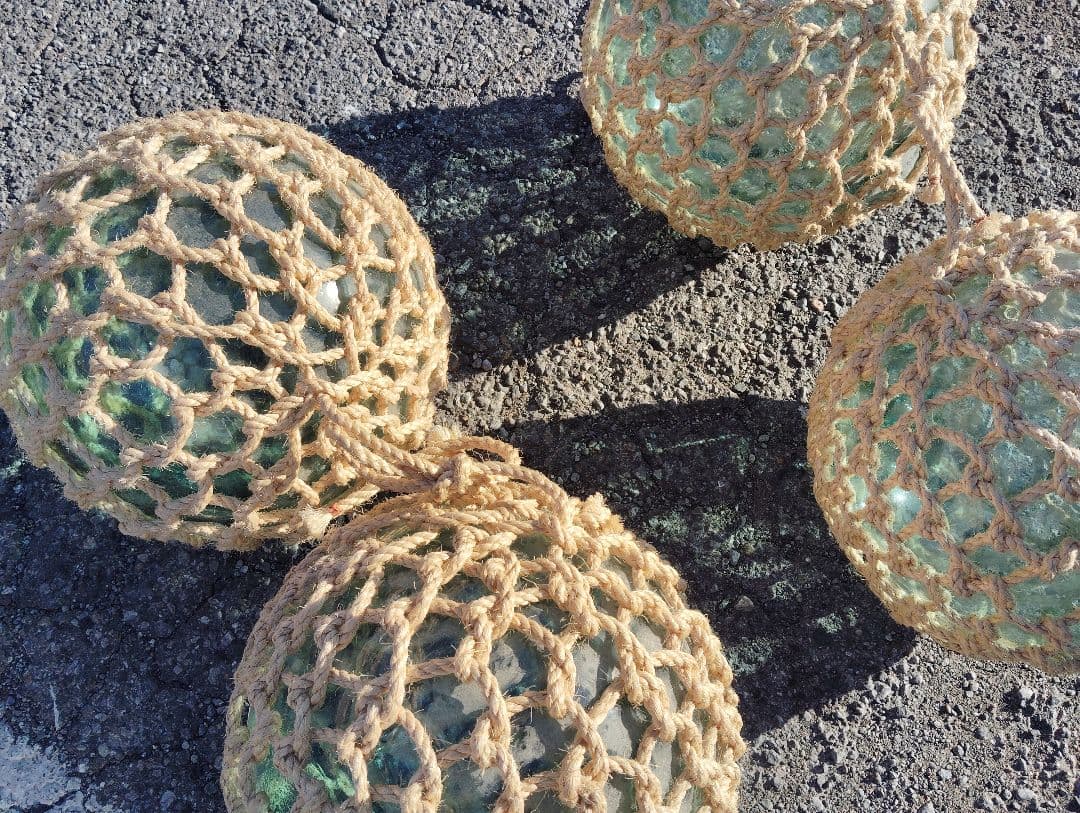 浮き玉ガラス製インテリア装飾 4個セット約28cm