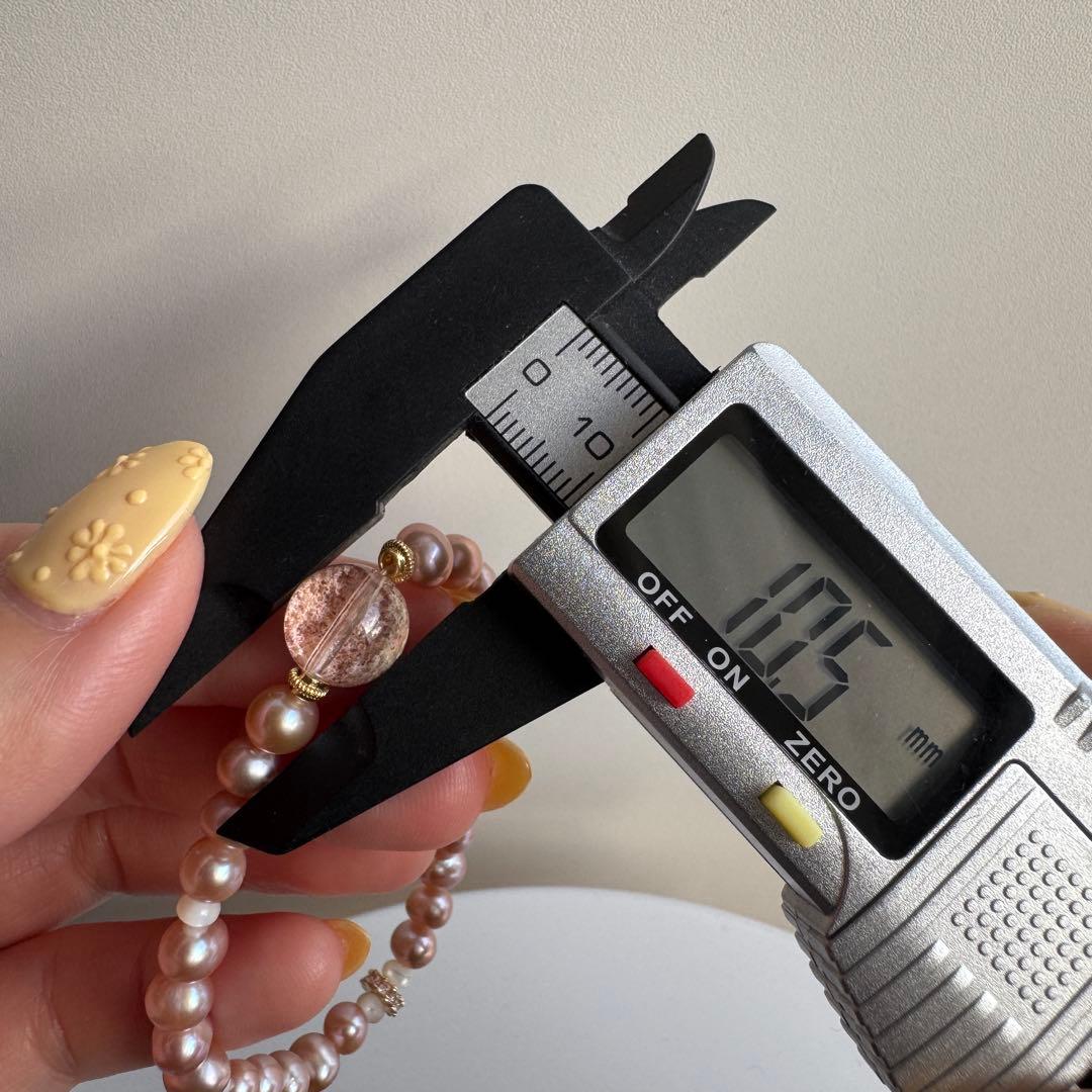 一点物　天然石　ハンドメイドブレス　ピンクガーデン　淡水パール　マザーオブパール