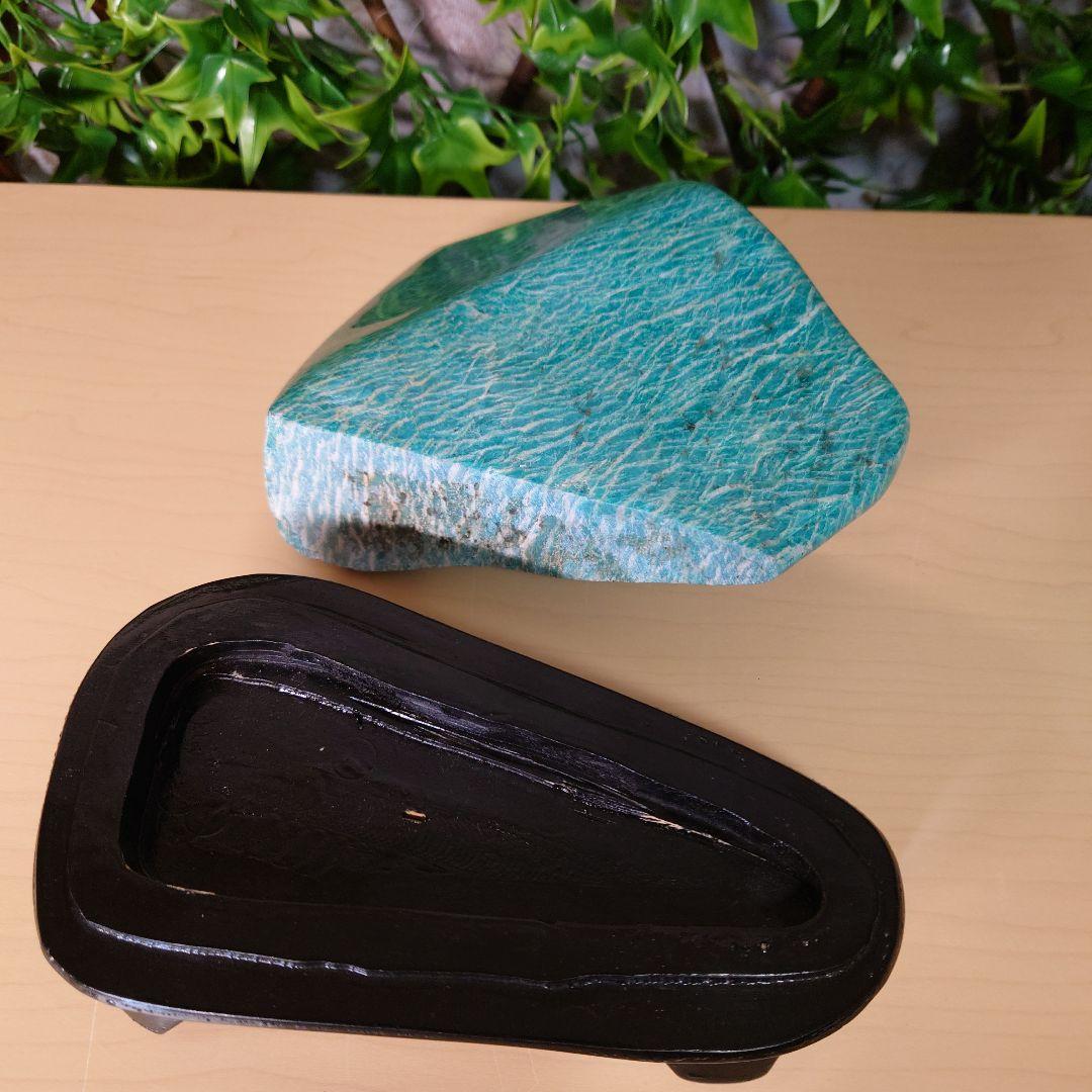 【希望が叶う石♡】アマゾナイト原石1.76kg 台座付き