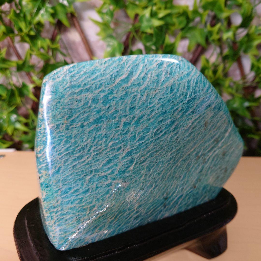 【希望が叶う石♡】アマゾナイト原石1.76kg 台座付き