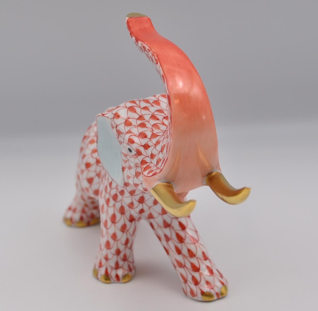 ヘレンド ラズベリー フィッシュネット エレファント 24K ゴールド 牙付き