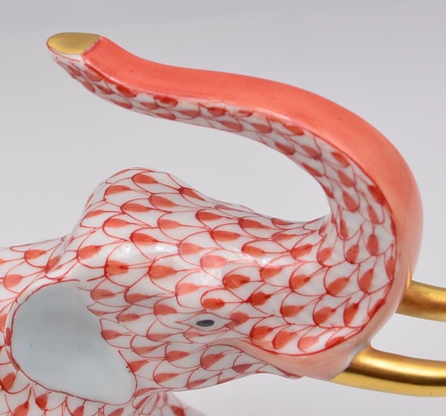 ヘレンド ラズベリー フィッシュネット エレファント 24K ゴールド 牙付き