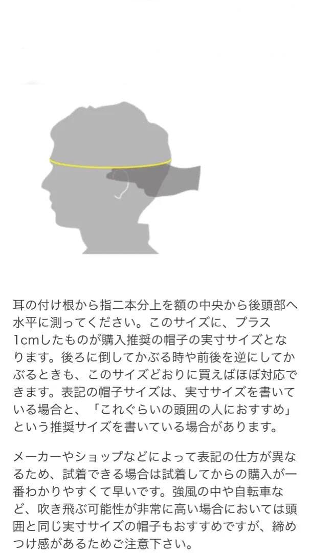 〜帽子のサイズ見分け方〜