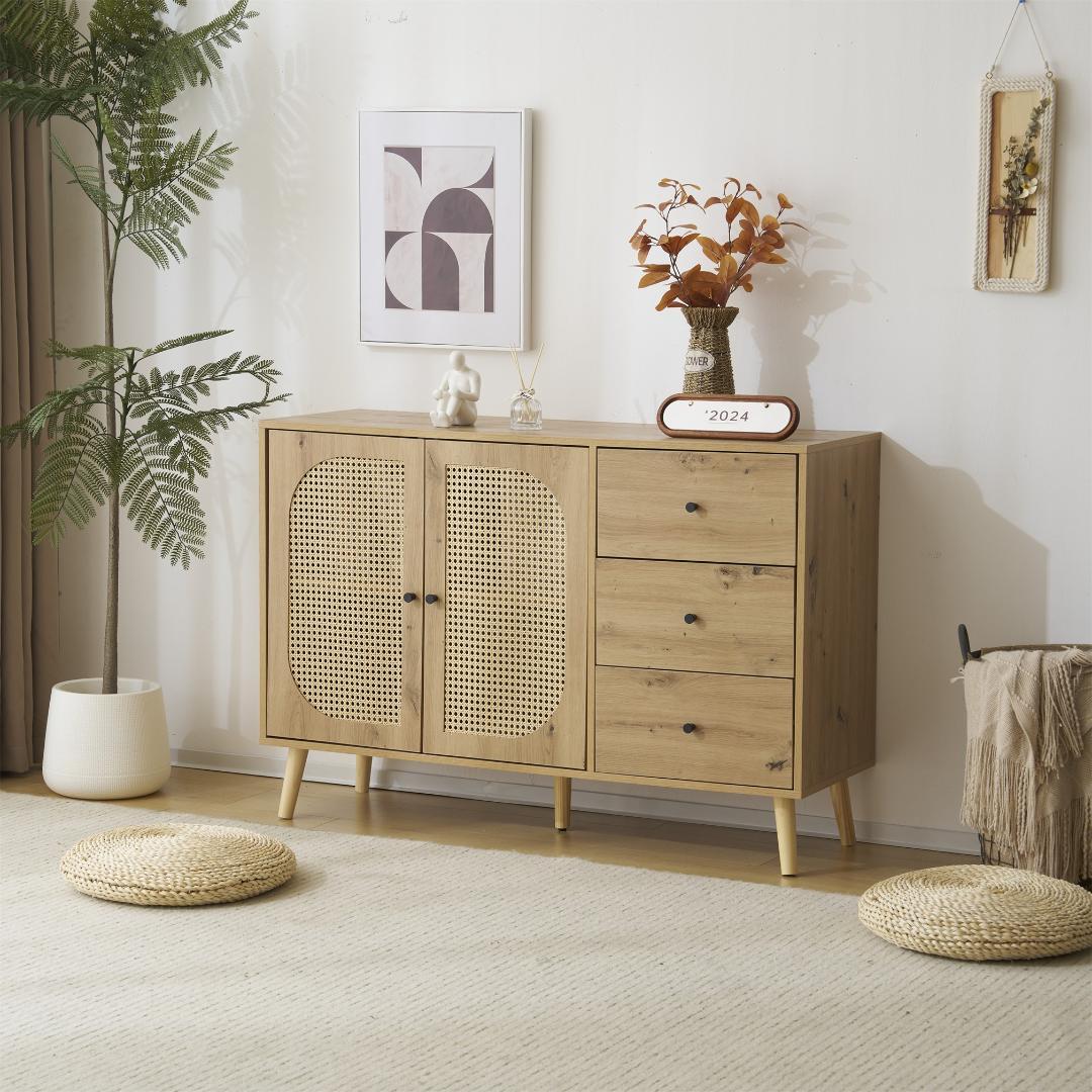 人気再入荷！大容量キャビネットリビング 収納 ローボード　NATURAL
