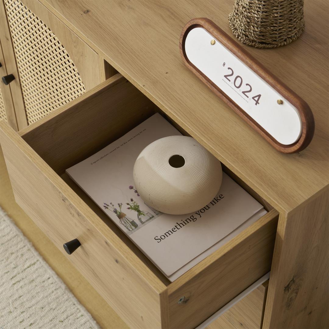 人気再入荷！大容量キャビネットリビング 収納 ローボード　NATURAL