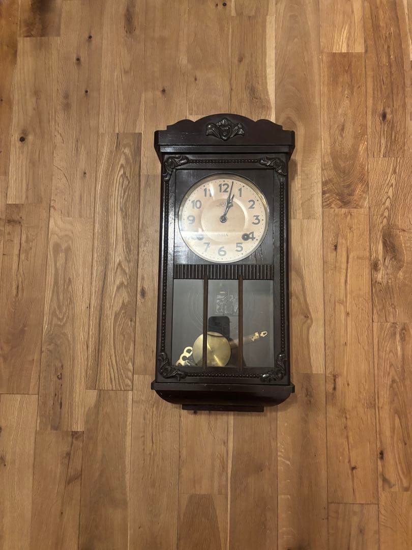 昭和レトロ DAIA 振り子時計 ゼンマイ式 木製古道具 アンティーク 掛け時計