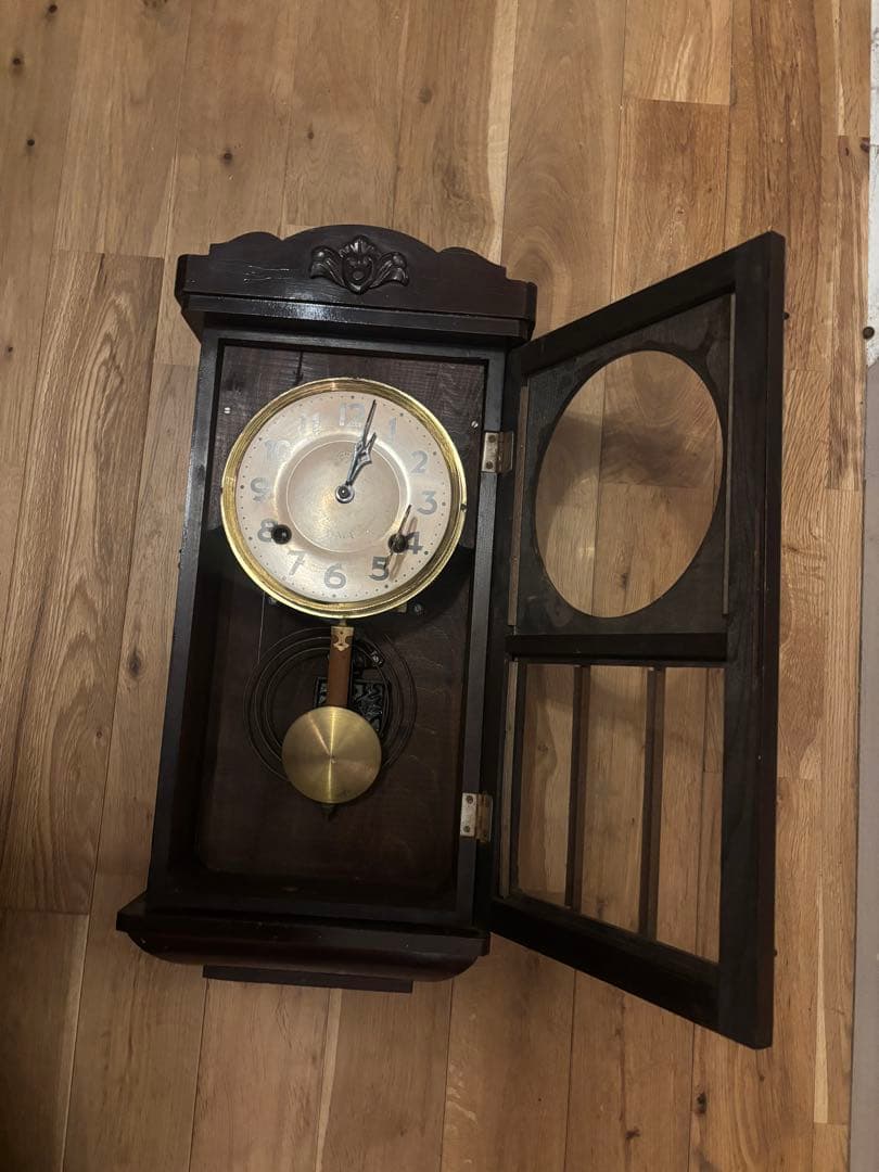 昭和レトロ DAIA 振り子時計 ゼンマイ式 木製古道具 アンティーク 掛け時計