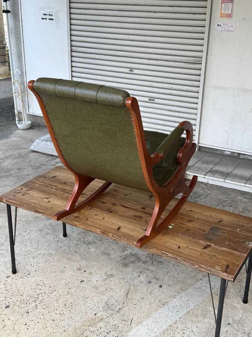 イタリア 本革ロッキングチェア クラシック アンティーク チェスターフィールド