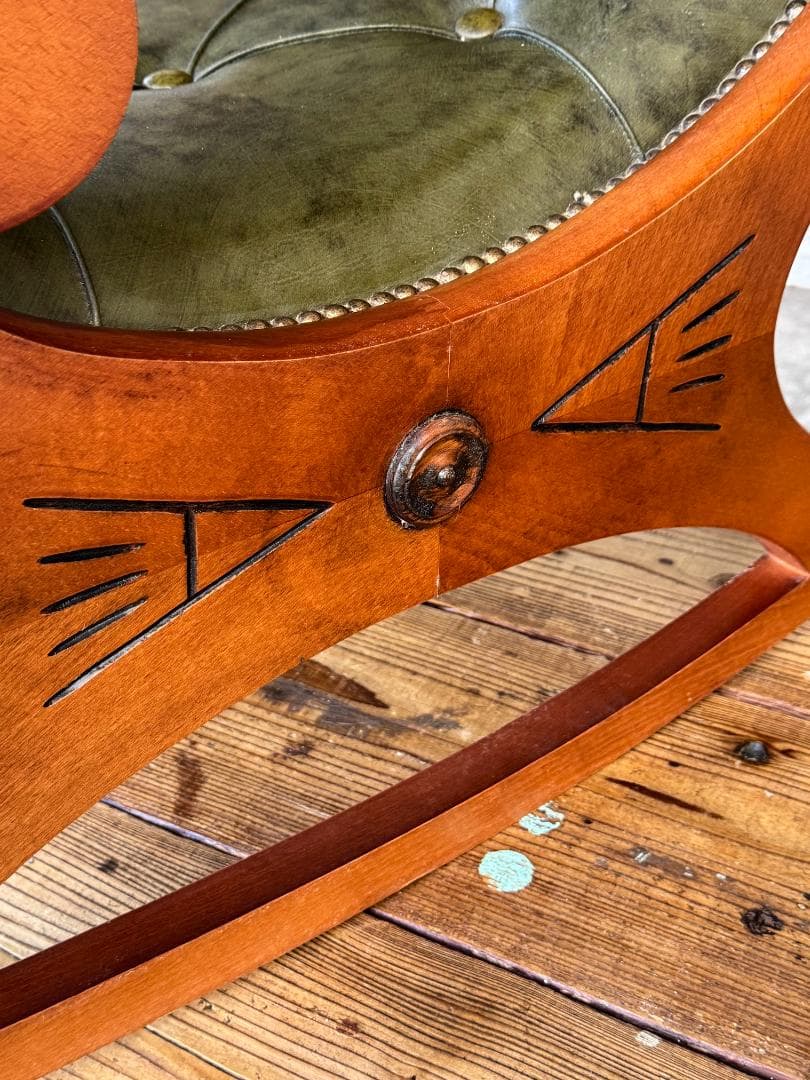 イタリア 本革ロッキングチェア クラシック アンティーク チェスターフィールド