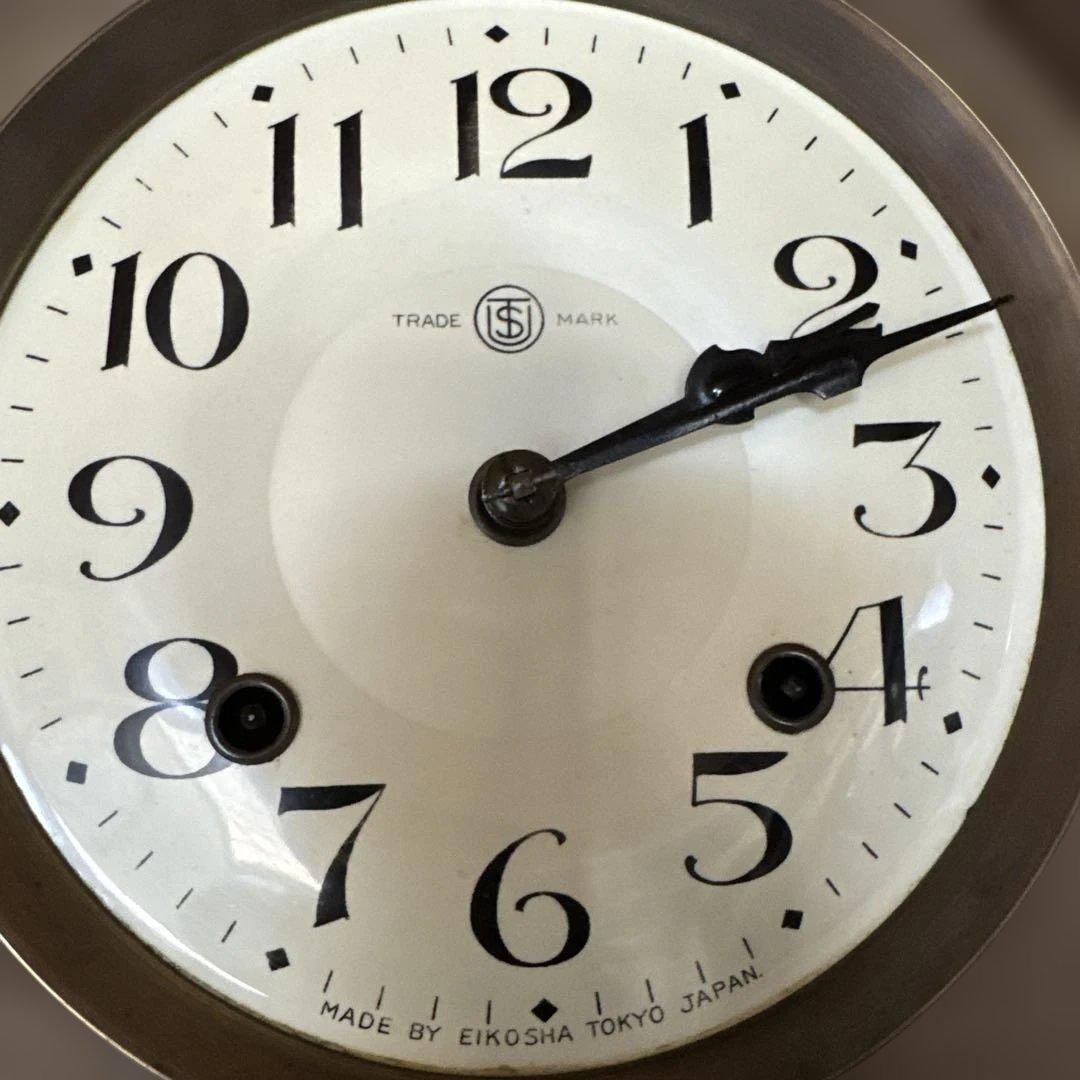 《値下げ》Eikosha 木製掛時計 巻き鍵付き