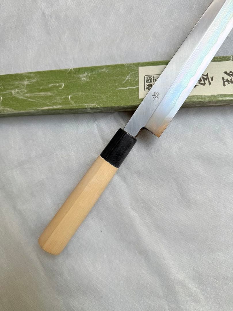 【堺打刃物】　刺身 柳刃　包丁　9寸　水牛角柄