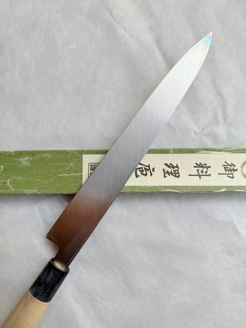 【堺打刃物】　刺身 柳刃　包丁　9寸　水牛角柄