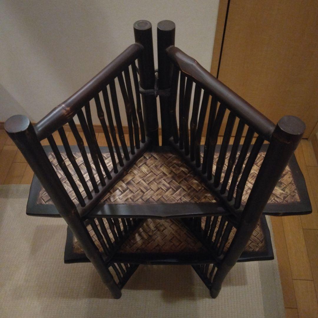 濃茶の木製シェルフ 2段アジアンテイスト