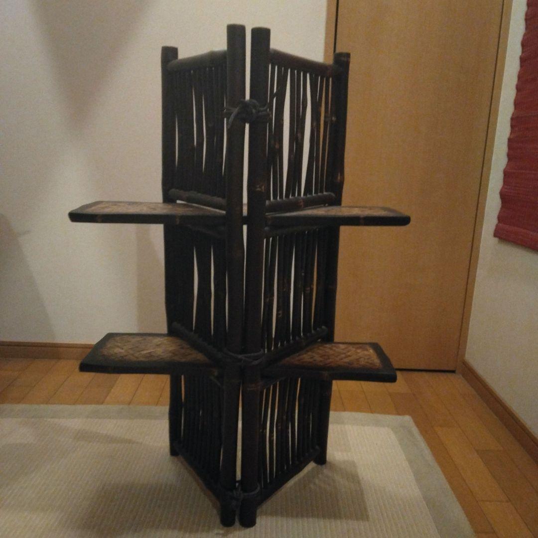 濃茶の木製シェルフ 2段アジアンテイスト