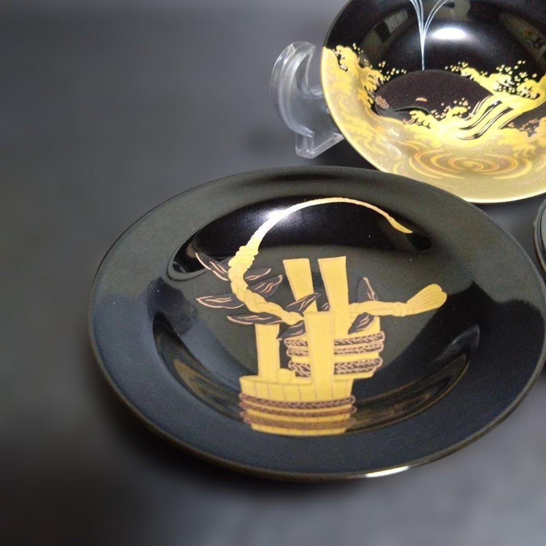 新品 有田焼 幸楽窯 小皿3枚　長崎くんち　万屋町　長崎県