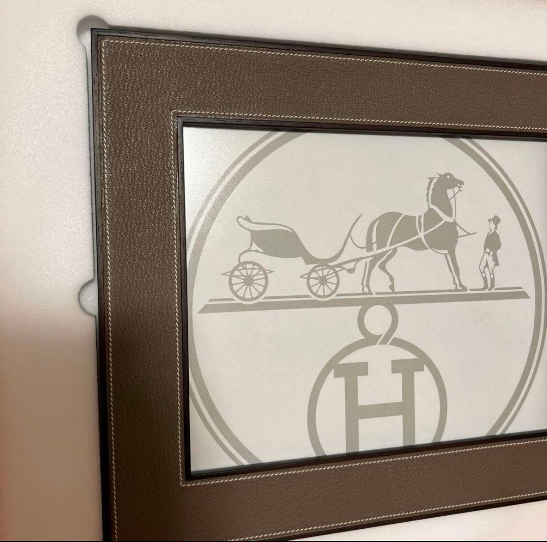 エルメス　フォトフレーム　プレイヤード　GM マホガニー　ベージュ　写真立て