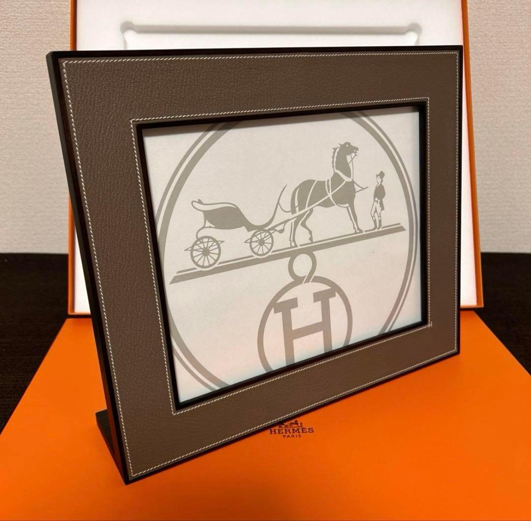 エルメス　フォトフレーム　プレイヤード　GM マホガニー　ベージュ　写真立て