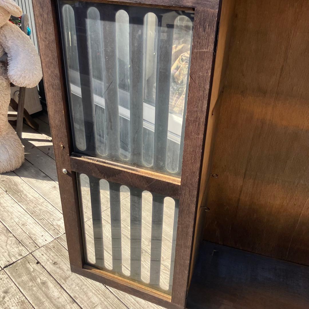 昭和レトロ 木製格子扉キャビネット 飾り棚 古家具 古道具 引き出し収納