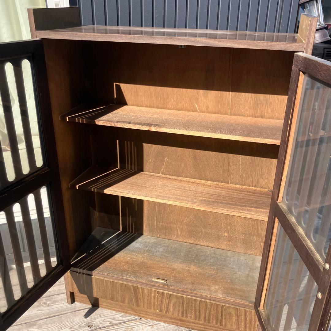 昭和レトロ 木製格子扉キャビネット 飾り棚 古家具 古道具 引き出し収納
