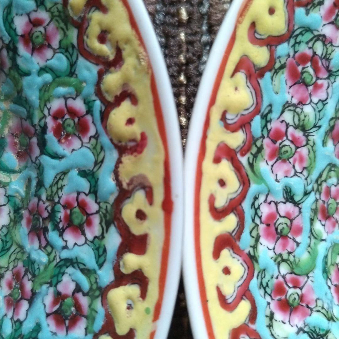 【美品】中国景徳鎮　乾隆年製　粉彩　花詰文様　銘々皿４　小皿４　計８枚