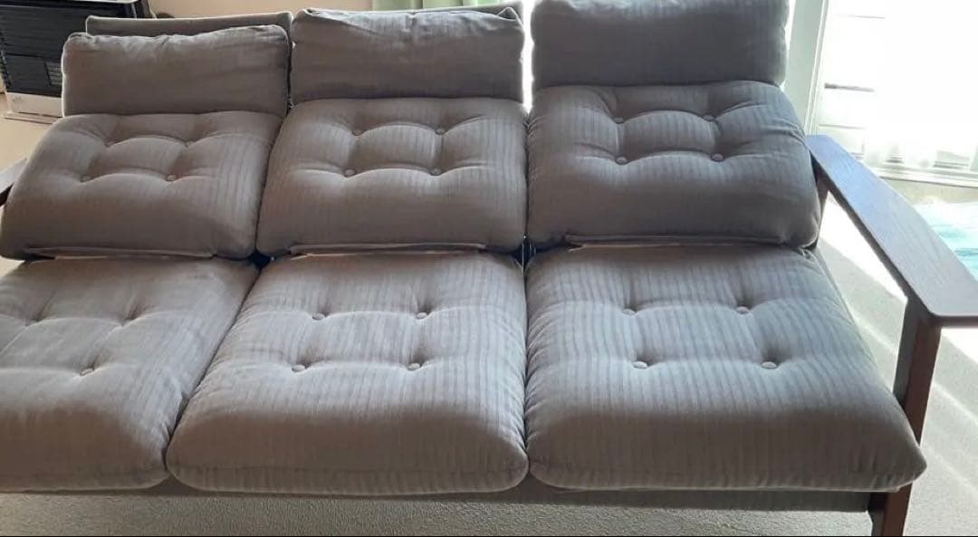 美品　グレー 3人掛け　リクライニングソファ
