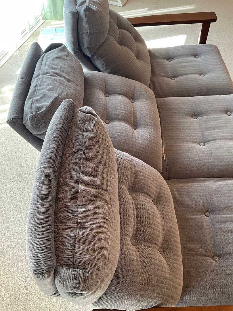 美品　グレー 3人掛け　リクライニングソファ