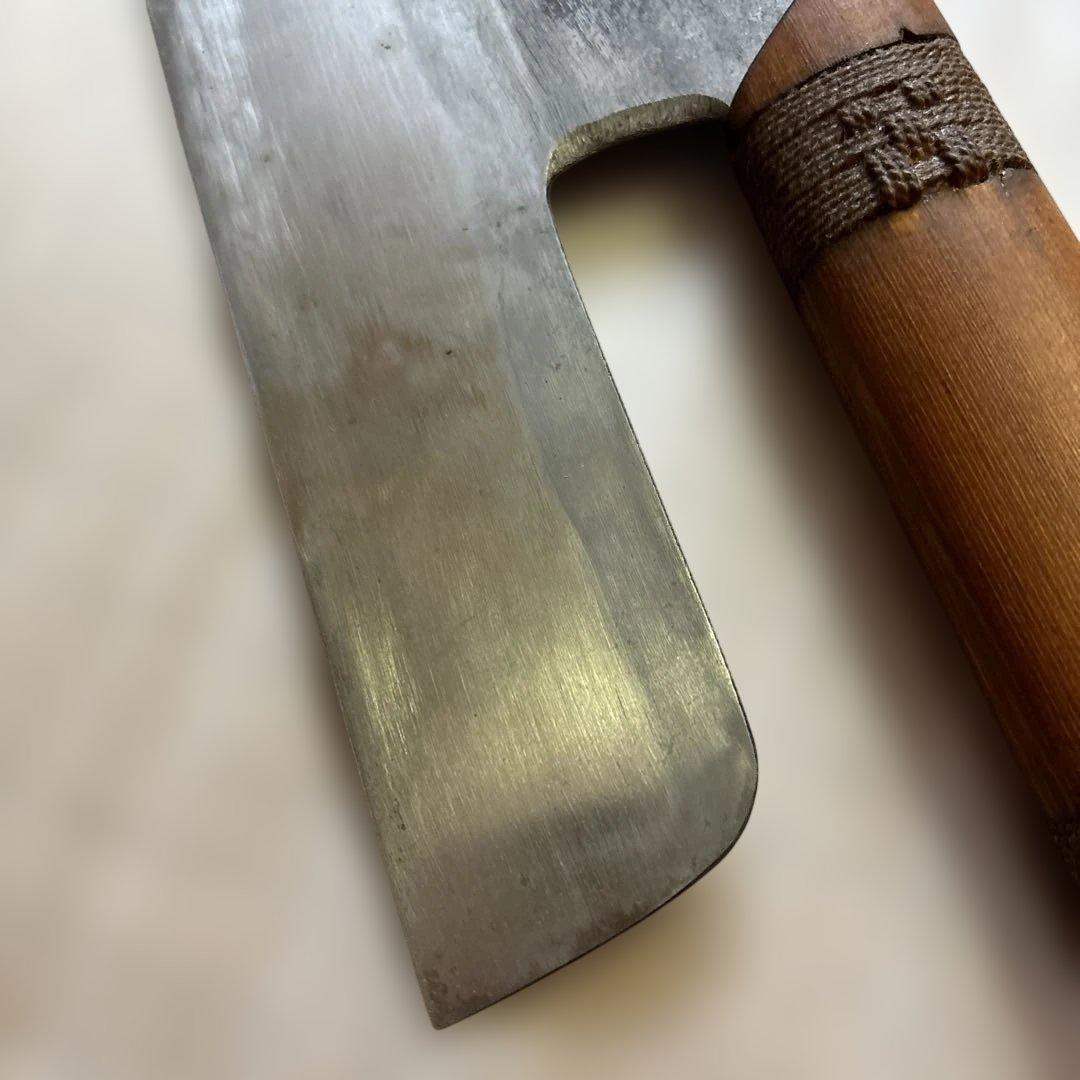 中古品【源昭忠】本鍛錬 麺切り包丁 蕎麦切り包丁 日本製 広刃 平刃