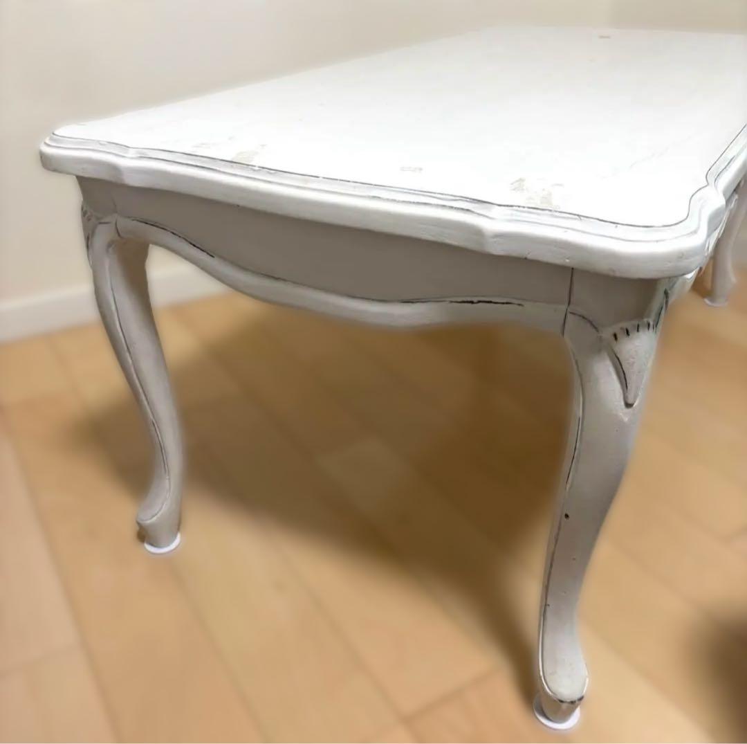 リュバンシュ クラシカル 机 テーブル アンティーク 猫脚 リボン 白 ホワイト