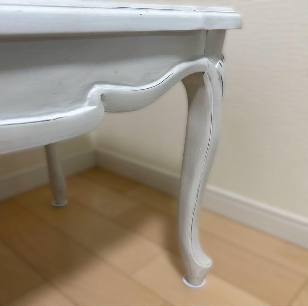 リュバンシュ クラシカル 机 テーブル アンティーク 猫脚 リボン 白 ホワイト