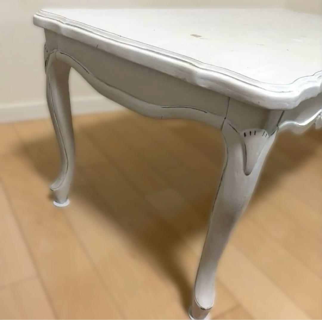 リュバンシュ クラシカル 机 テーブル アンティーク 猫脚 リボン 白 ホワイト