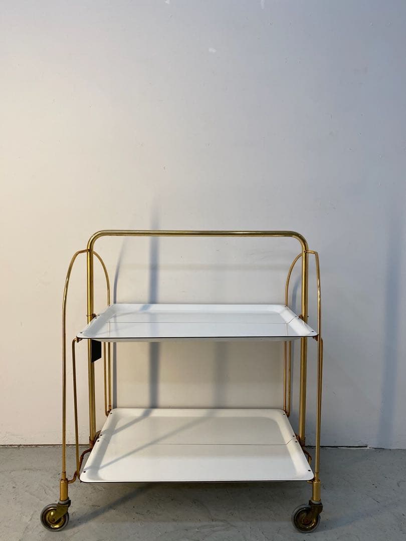 希少 レア 60s ヴィンテージ ドイツ ワゴンミールカート2段 金属フレーム