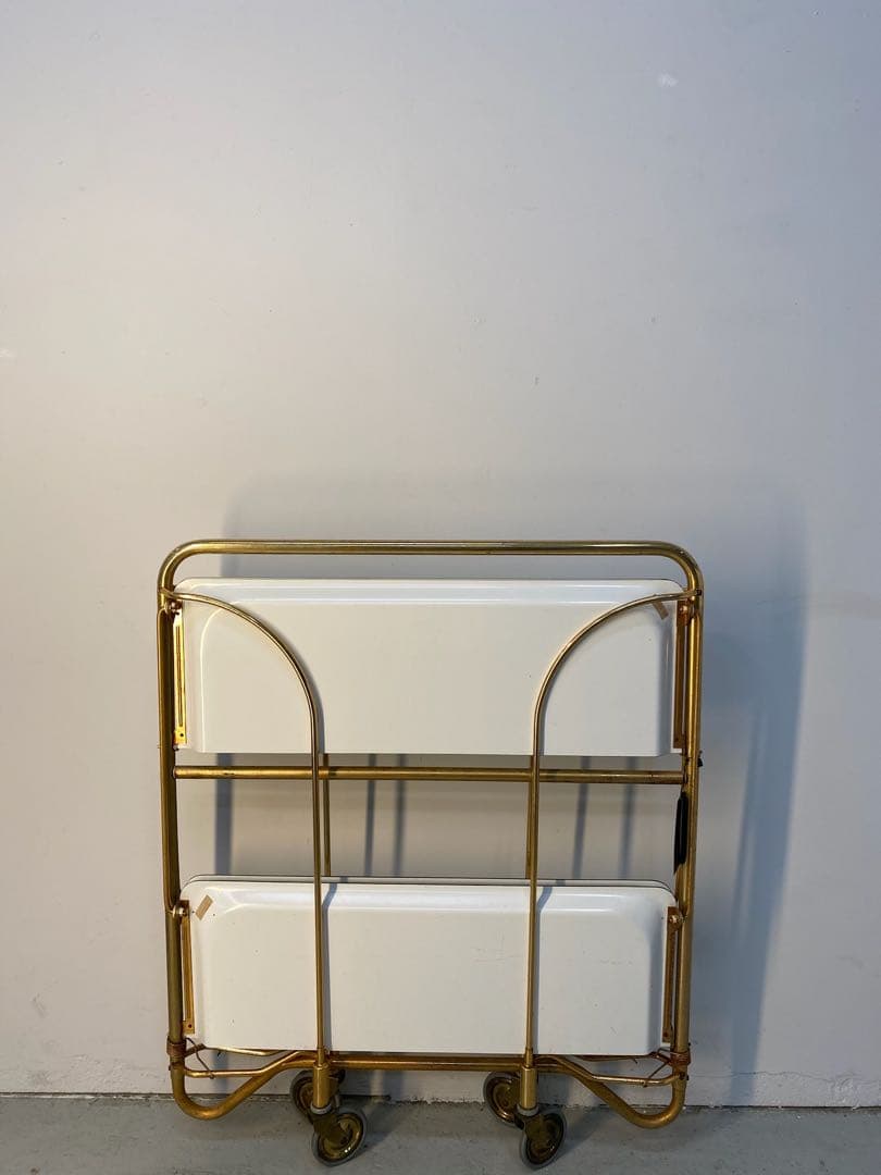 希少 レア 60s ヴィンテージ ドイツ ワゴンミールカート2段 金属フレーム