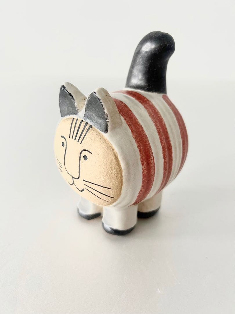 【北欧】Lisa Larson　 dieci cat 　ボーダー　レッド