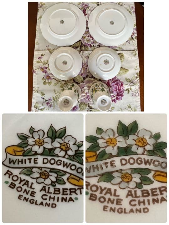 【レア美品】ロイヤルアルバート★白ハナミズキ★トリオ　ペア