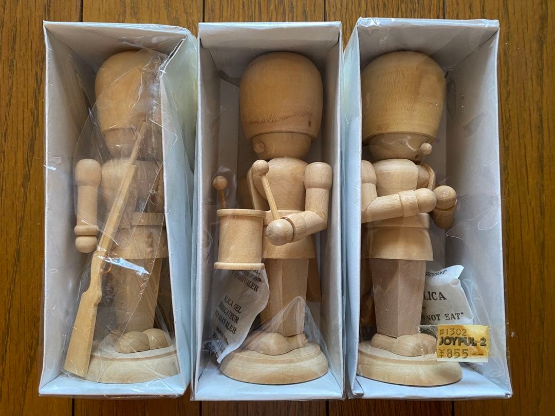 トールペイント 白木 くるみ割り人形（小）兵隊3体セット 古谷加江子